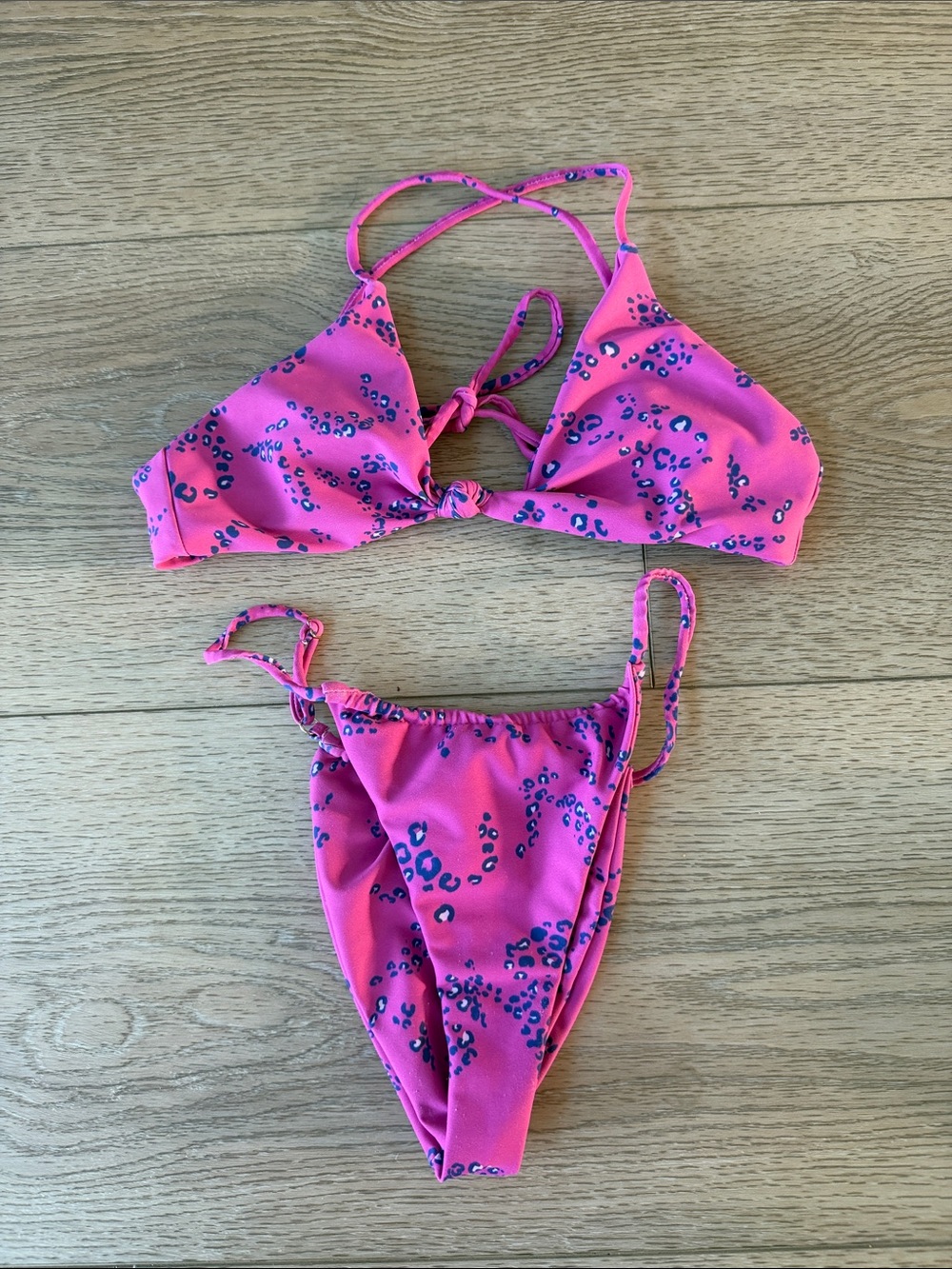 Skatie Hot Pink Leopard-Print Bikini Set